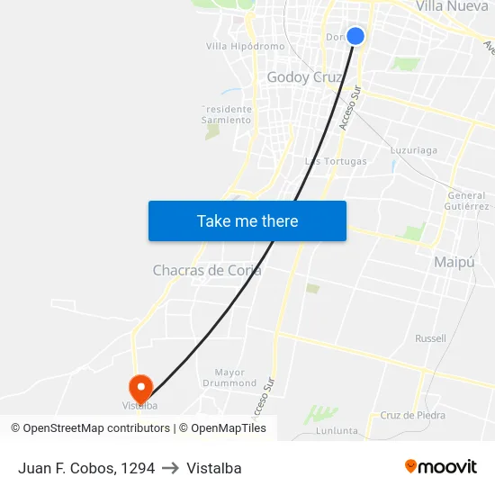 Juan F. Cobos, 1294 to Vistalba map