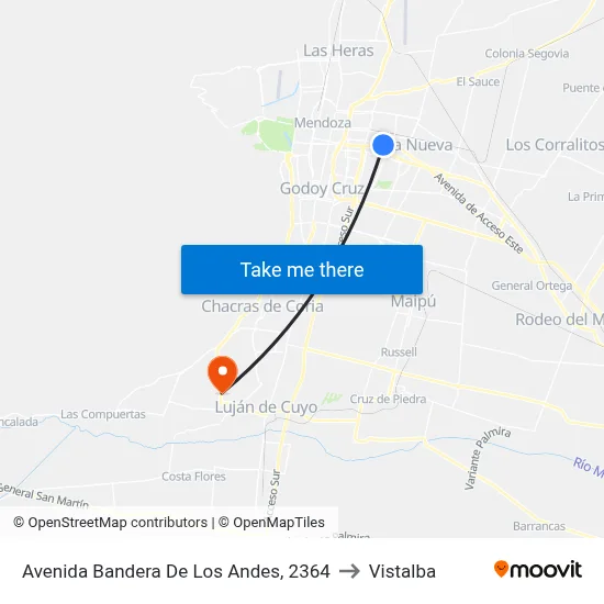 Avenida Bandera De Los Andes, 2364 to Vistalba map