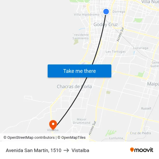 Avenida San Martín, 1510 to Vistalba map