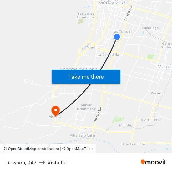 Rawson, 947 to Vistalba map