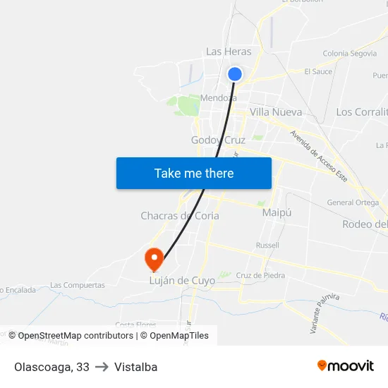 Olascoaga, 33 to Vistalba map