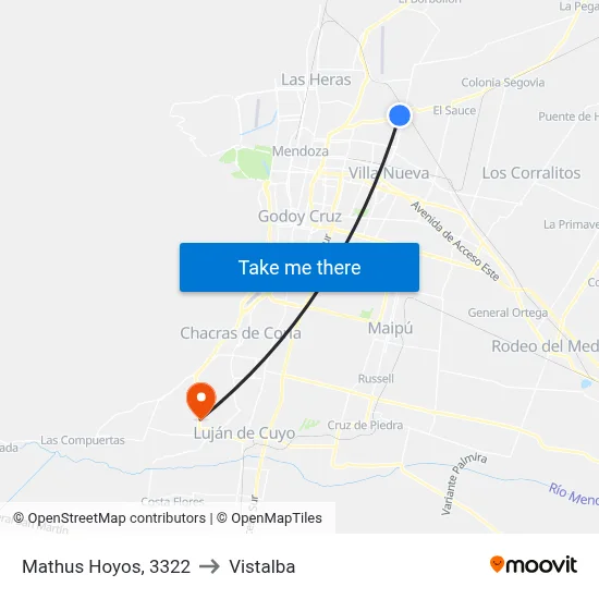 Mathus Hoyos, 3322 to Vistalba map