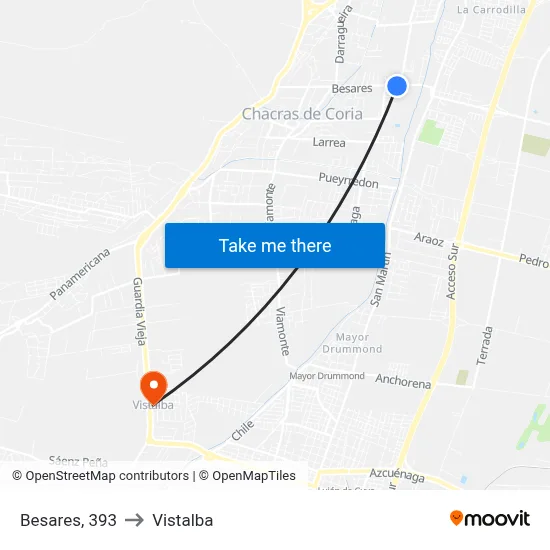 Besares, 393 to Vistalba map