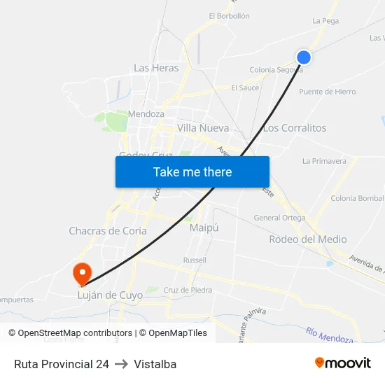 Ruta Provincial 24 to Vistalba map