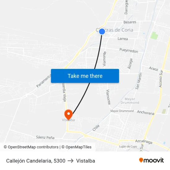 Callejón Candelaria, 5300 to Vistalba map