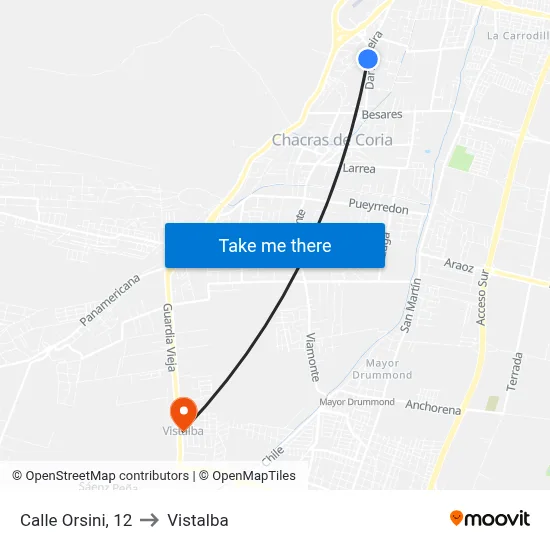 Calle Orsini, 12 to Vistalba map