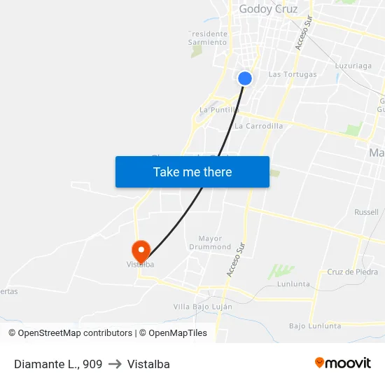 Diamante L., 909 to Vistalba map