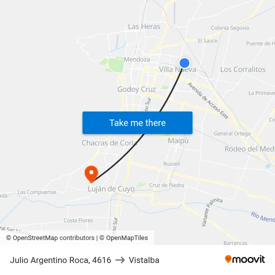 Julio Argentino Roca, 4616 to Vistalba map
