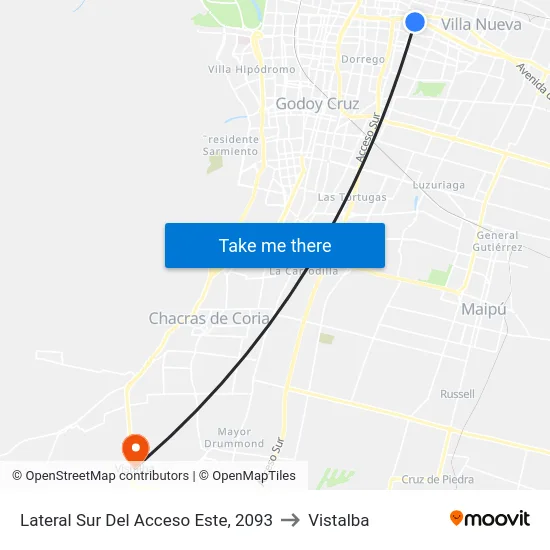 Lateral Sur Del Acceso Este, 2093 to Vistalba map