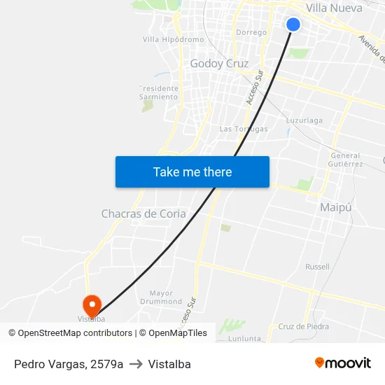 Pedro Vargas, 2579a to Vistalba map