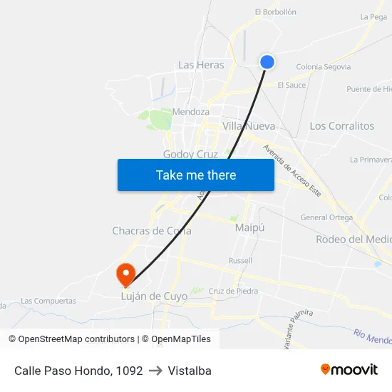 Calle Paso Hondo, 1092 to Vistalba map