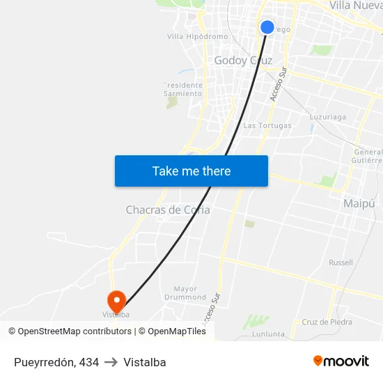 Pueyrredón, 434 to Vistalba map