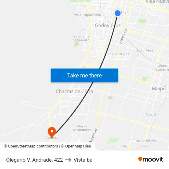 Olegario V. Andrade, 422 to Vistalba map