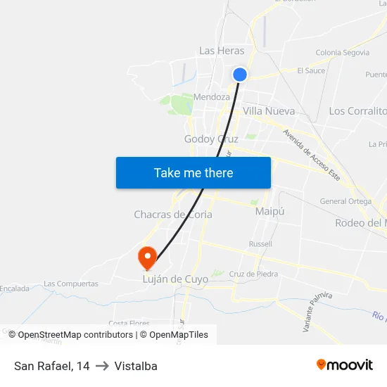 San Rafael, 14 to Vistalba map