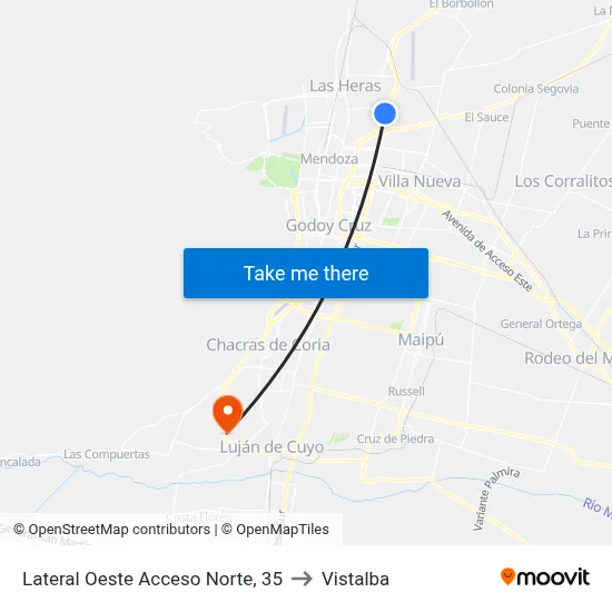 Lateral Oeste Acceso Norte, 35 to Vistalba map