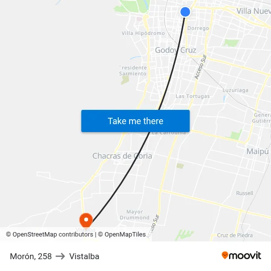 Morón, 258 to Vistalba map