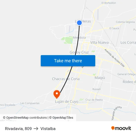 Rivadavia, 809 to Vistalba map