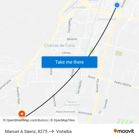 Manuel A Sáenz, 8275 to Vistalba map