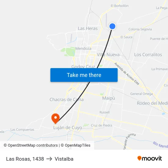Las Rosas, 1438 to Vistalba map