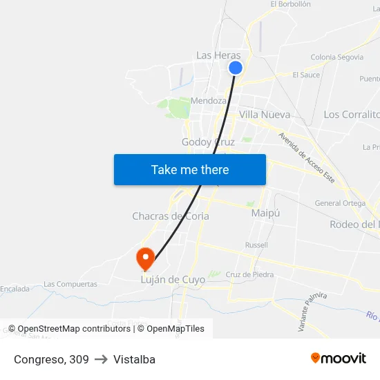 Congreso, 309 to Vistalba map