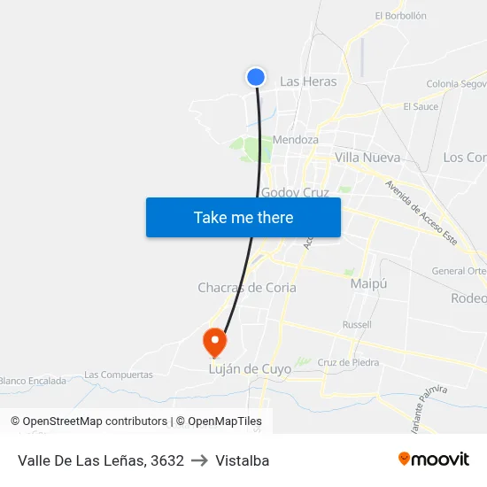 Valle De Las Leñas, 3632 to Vistalba map