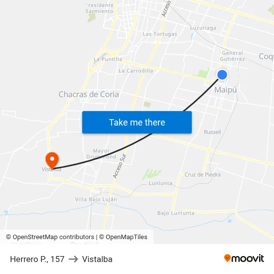 Herrero P., 157 to Vistalba map