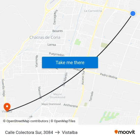 Calle Colectora Sur, 3084 to Vistalba map