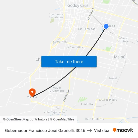 Gobernador Francisco José Gabrielli, 3046 to Vistalba map
