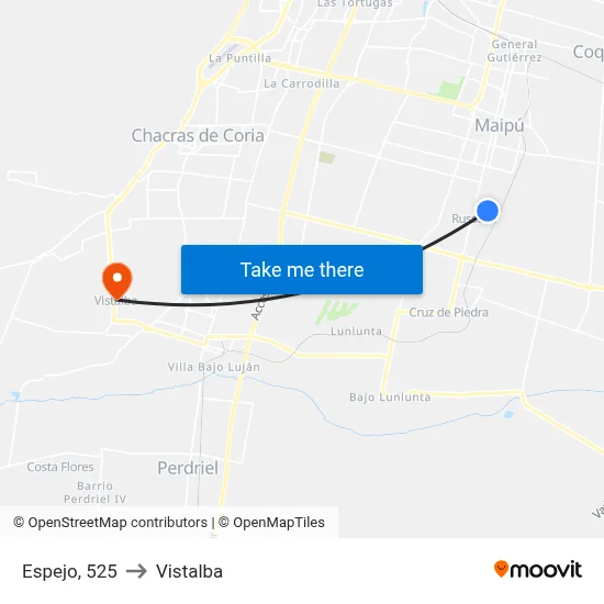 Espejo, 525 to Vistalba map