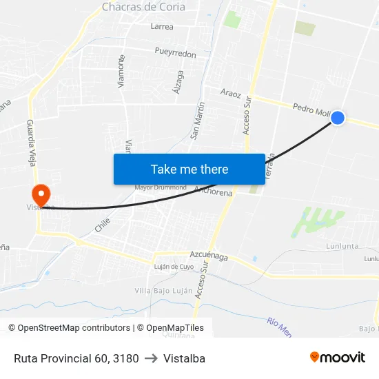 Ruta Provincial 60, 3180 to Vistalba map