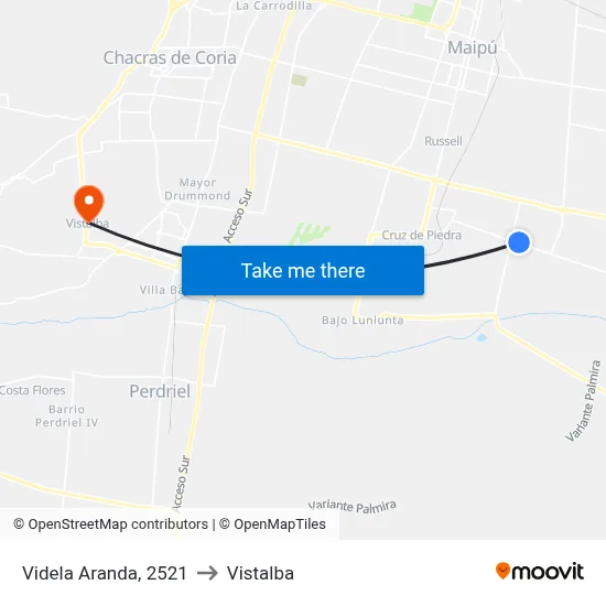 Videla Aranda, 2521 to Vistalba map