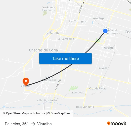 Palacios, 361 to Vistalba map