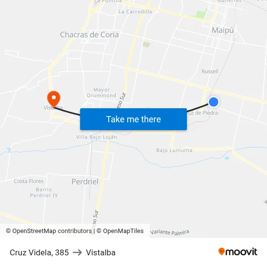 Cruz Videla, 385 to Vistalba map