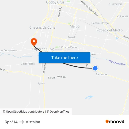 Rpn°14 to Vistalba map