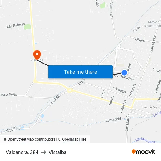 Valcanera, 384 to Vistalba map