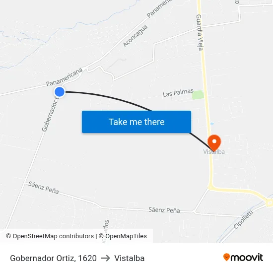 Gobernador Ortiz, 1620 to Vistalba map