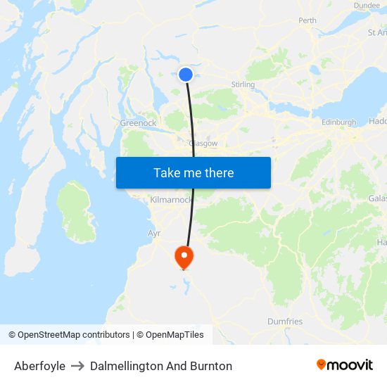 Aberfoyle to Dalmellington And Burnton map