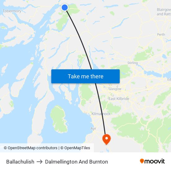 Ballachulish to Dalmellington And Burnton map