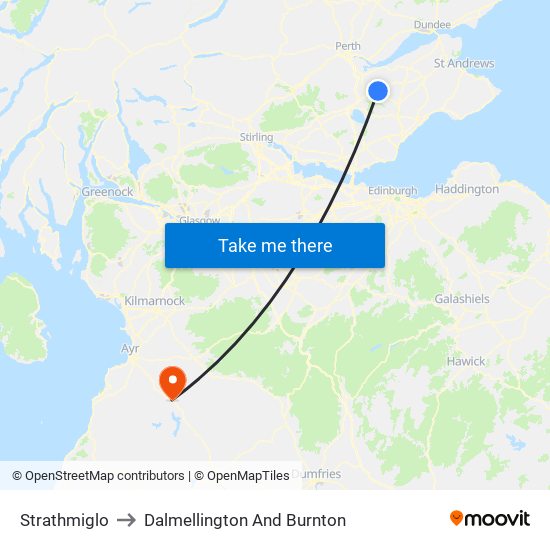 Strathmiglo to Dalmellington And Burnton map