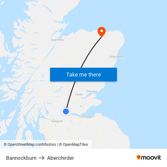 Bannockburn to Aberchirder map