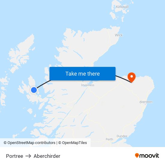 Portree to Aberchirder map