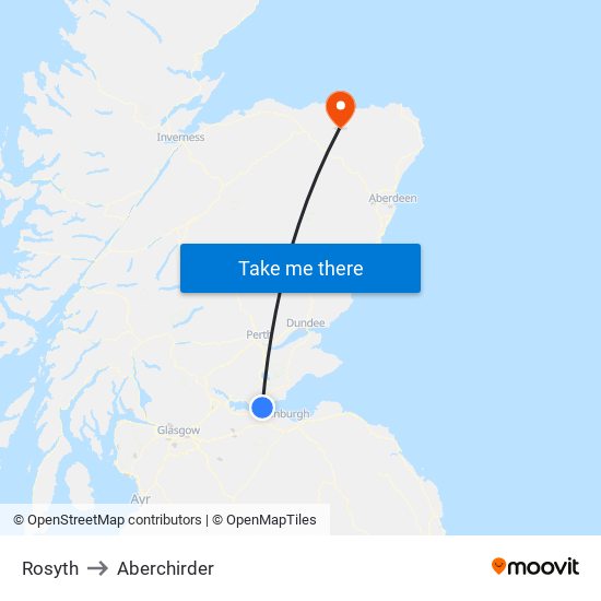 Rosyth to Aberchirder map