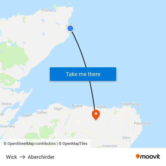 Wick to Aberchirder map