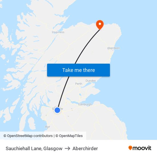 Sauchiehall Lane, Glasgow to Aberchirder map