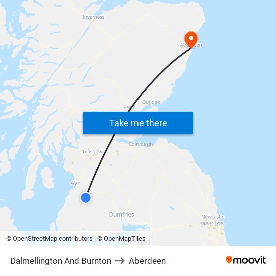 Dalmellington And Burnton to Aberdeen map