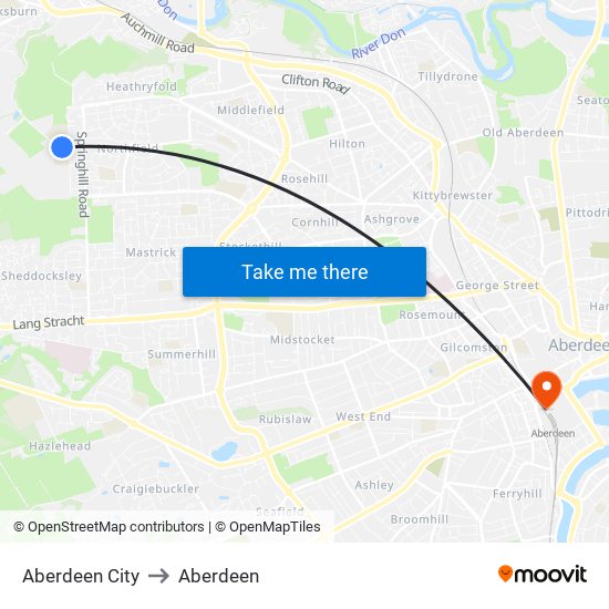 Aberdeen City to Aberdeen map