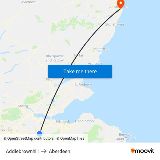 Addiebrownhill to Aberdeen map