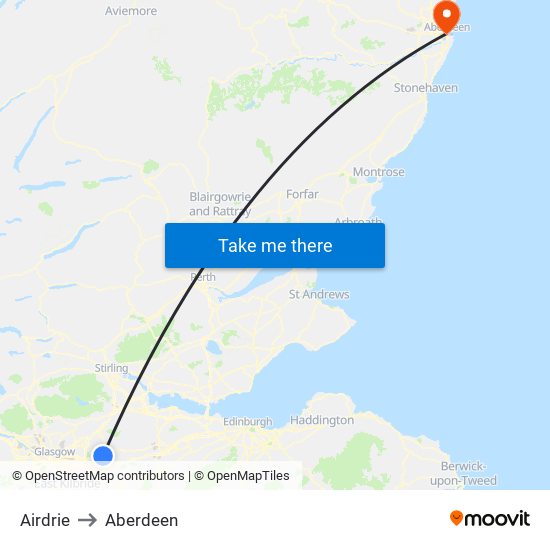 Airdrie to Aberdeen map