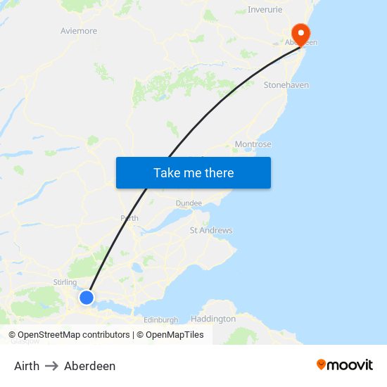 Airth to Aberdeen map