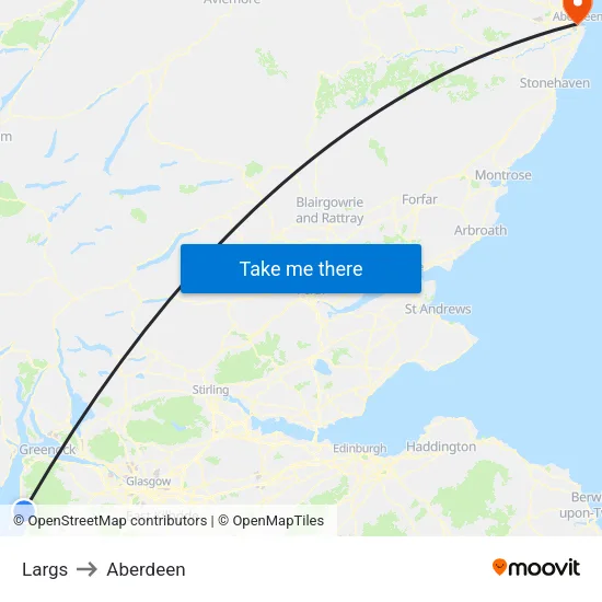 Largs to Aberdeen map